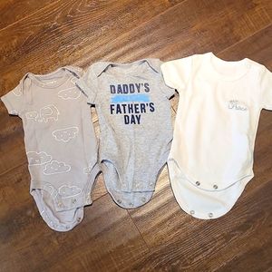 Baby Boy Fathers Day Bodysuit Onesie Bundle of 3